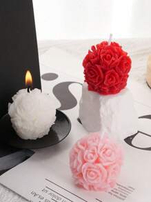 1pc Mini Rose Ball White/Red/Pink Scented Candles,Soy Wax Aromatherapy Scented Candles,Fresh Air, Enhance Home Atmosphere And Photo Environment Props,Aromatherapy Candle Decoration,For Family Bedrooms, Birthdays, Weddings, Spring,Wedding Decor,Home Decor,Gift Idea For Wedding Season, Mother's Day Creative Premium Gift