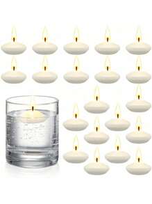 10/20 pièces Bougies flottantes de centre de table pour mariage, bougies à thé flottantes activées par l'eau, petites bougies flottantes non parfumées de décoration ronde pour centre de table, vases cylindriques, décorations de fête de mariage