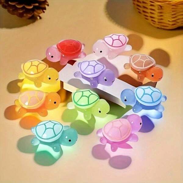 1pc Luminous Glass Sea Turtle Decoration Set, Multiple Colors, Suitable For Aquarium, Home Decor, Party Gifts, And Fairy Garden Accessories