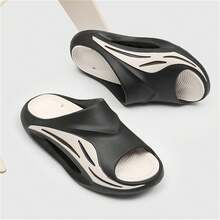 Summer Fashion Men Sport Slippers, Anti-Slip Thick EVA Cushion Unisex Flip Flops, Casual Beach Travel Water Shoes - Suitable For Both Men And Women - Black and White - View 3
