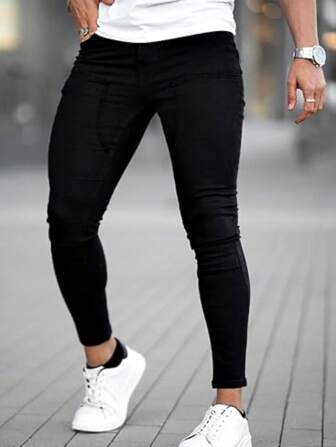 男士蓝色修身弹力牛仔裤