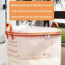 1pc Lightweight Mesh Breathable Garment Storage Bag, Simple Style PVC Material Moving Organizer Bag, Wardrobe Storage Bag, Large Capacity Storage Bag, Waterproof Moisture-Proof Storage Bag, Foldable With Reinforced Handle, Suitable For Home Use