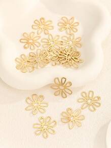 16pcs Floral Shape Hole Copper Alloy Components For Earring Assembly DIY