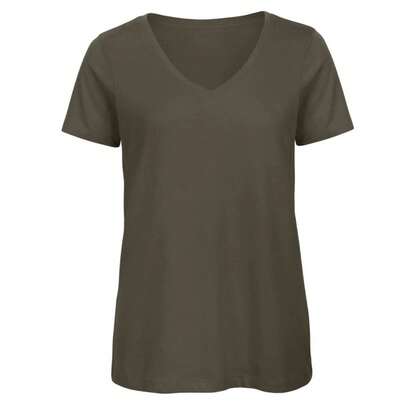 B&C Womens/Ladies Inspire Deep V TShirt (Khaki Green)