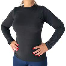 Plush Thermal Blouse Long Sleeve Raglan Second Skin Winter - Black - View 3