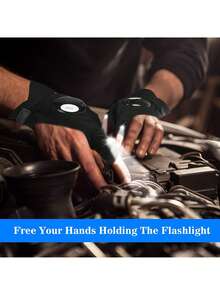 1 双 LED 便携式照明手套，成人男友风酷炫小工具照明手套，迷你电池供电，适用于家庭照明、露营、徒步旅行、钓鱼、维修等用途（含电池）