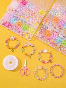 儿童 DIY 串珠首饰制作套件，包括制作手镯、项链和其他工艺品的珠子和配件，是送给女孩、家人、朋友和同学的理想礼物