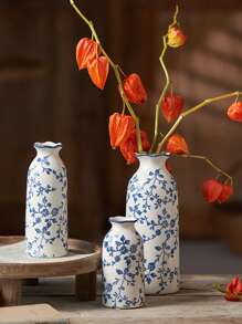 Nowy chiński retro ceramiczny mały wazon na kwiaty, smukły salon, kompozycja z suchych kwiatów, dekoracja hydroponiczna, wysokiej klasy niebieski i biały porcelanowy wazon na kwiaty