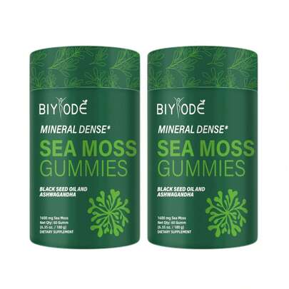 URO 2PCS Gominolas De Alga Shilajit 1600mg Suplemento Inmunitario Calcio Detox Estimula El Metabolismo 60 Gominolas