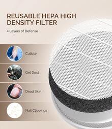 MelodySusie Nail Dust Collector Suction 3800RPM,Compact Vacuum Fan Dust Collector Quiet For Beginner Nail Tech With Reusable Filter, Powerful Dust Suction Machine Manicure Pedicure Tool Supplies For Acrylic Nail Polishing,Salon & Home Equipment, HPro #CheckBackpack - 白色 - 查看 5
