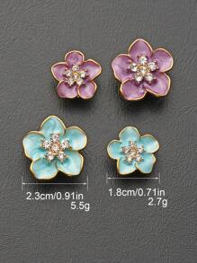 3pcs/Pack Luxury Floral Rhinestone Embedded Metal Buttons, Suitable For Coats, Shirts, Sweaters, Jackets, Versatile Decorative Buttons For Scarves, Shoes, Hats, Gift Boxes, DIY Jewelry Accessories