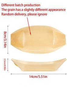 5.5 Inch Large Bamboo Serving Platter - 15/50/100 Pcs, Sushi Boat Shaped Tray, Wooden Paper Plate, Bamboo Container, Bamboo Bowl, Appetizer Plate, Burrito Plate, Kitchen Accessories - Yellow - View 11