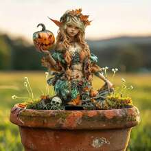 Halloween Garden Decor, Acrylic Pumpkin Fairy Holiday Decoration Outdoor Party Favor