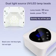 Lámpara de uñas UV LED inalámbrica con 2 limas, doble fuente de luz UV/LED, recordatorio inteligente de bajo consumo, 5 temporizadores, control táctil y sensor automático, secado rápido (blanca)