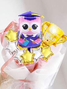8pcs/Set Graduation Balloon Decor, Includes Graduation Cap, Trophy, Certificate, Owl Shaped Balloons, Creative Balloon Bouquet For Graduation Party - Multicolor - View 5