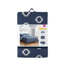 7-Piece Reversible Bed In A Bag Comforter Set With Sheets, Blue Floral, Queen - Hải quân Geo - Xem 9