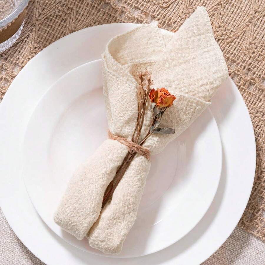 6/12 Stücke/Pack weiche Baumwolle mit gerollter Kante, einfarbige Servietten, 16,5*16,5 Zoll/42x42cm, geeignet für Neujahr, Hochzeit, Party, Lässig Esszimmer Dekoration, Baby-Shower, Küche, Feiertagsgebrauch