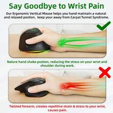 JOMAA 人体工学垂直无线鼠标 4000 DPI 2.4G 双模式可充电无线鼠标 9 键 RGB 背光无线静音鼠标 适用于 PC/台式机/笔记本电脑（600mAh）