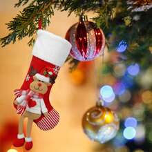 Spread Holiday Cheer With Our Large Christmas Stocking Hanging Gift Bags - Santa Edition - Maroon - View 6