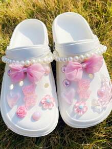 18 sztuk zawieszek DIY ozdoba sandałowa, zawiera łańcuszek ze sztucznych pereł, satynową kokardę, kolorowe klipsy niedźwiedzia - wspaniały prezent świąteczny