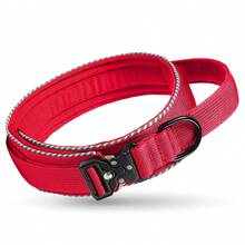 1pc Premium Dog Collar, Tactical Dog Collar With Handle And Heavy Duty Quick Release Metal Buckle, Thick, Adjustable, Reflective, Suitable For Medium To Large Dog Training
