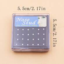 24pcs Simple & Fashionable Stainless Steel Nose Studs With 2mm White Rhinestones, Unisex - Clear - View 7
