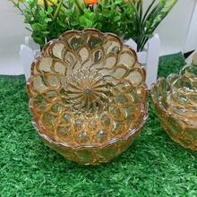 1 pieza Tazón de ensalada de vidrio con estampado floral, 400 ml Tazón transparente, Apto para ensalada, café, leche, postre, fruta, dulces, pasteles, aperitivos del hogar, condimentos, utensilios de cocina