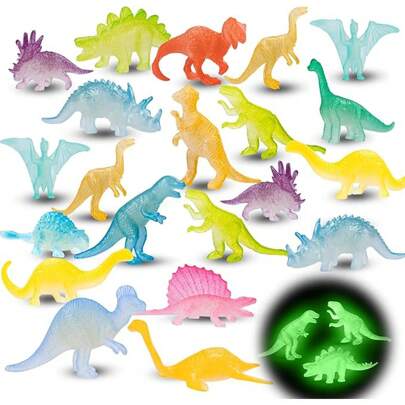 5PCS/10PCS/20PCS/30PCS Glow In Dark Mini Dinosaur Figures Easter Eggs FillerS Birthday Party Favors Supplies Dino Cupcake Toppers Pinata Goodie Bags Stuffers Classroom Prizes, Random Styles And Colours