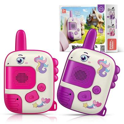 ODAPTO Unicorn Walkie Talkie Barn, Leksaker För 3 4 5 6-åriga Pojkar Presenter För Pojkar Ålder 3-6 Barn Walkie Talkie Enhörningsleksaker För Pojkar Ålder 3-8 Utomhusleksaker Barn Camping Tillbehör 3-6 år gamla Pojkar Trädgårdsleksaker
