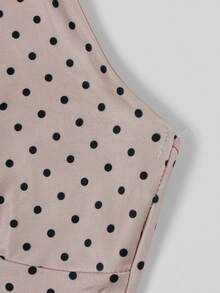 Summer Sexy Solid Color Bodycon Mini Dress, Backless Polka Dot Ruffle Hem Lifting Dress, Suitable For Party Wear - Khaki - View 5