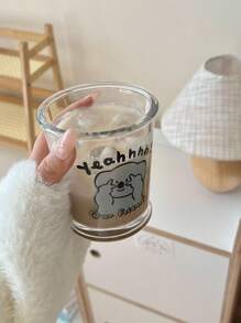 Ins Style Cartoon Glass Cup, Couples Cup/Cold Brew Cup, Coffee Cup/Single Layer Cup, Home Breakfast Milk Cup, Summer Juice Cup/Beverage Cup, Daily Use Water Cup, High Aesthetic Cute Biyeflower Enjoyment Cup