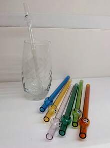 3Pcs Cute Cartoon Big-Eye Glass Straws With Brushes, Colorful Reusable Drinking Straws For Smoothies, Bubble Tea, Milkshakes, Party Supplies, Easy Clean