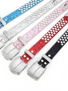 2025 Fashion European American Style Belt Luxury Studded Rhinestone Crystal Gothic Skull Metal Buckle Edgy Punk Birthday Gift Y2K Retro Dark Aesthetic Accessories ‌Structure Breakdown: Casual, Business, Boyfriend Husband Father Dad Men Gift, Daily Wear, Fashion, Teen, Outdoor, Vacation, Athletic, Travel, Street, Boho, Vintage Fall, Autumn, Halloween Autumn-Winter Accessories
