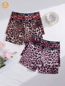 4 Packs Sexy Stylish And Comfortable Leopard Print Panties Women's Boxers - Multicolor - View 1