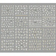 24 PCS Autocollants d'art pour les ongles, fleurs de papillon, 24 feuilles blanches et dorées, autocollants adhésifs DIY 3D, conception artistique, décoration pour les ongles, fournitures de manucure printemps-été pour femmes et filles