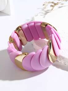 1 pieza Pulsera elástica ancha de estilo bohemio colorido, ajustable, joyería de moda para mujer, playa - Pulsera - Ver 10