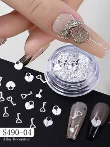 Sliver Heart Lock & Key Nail Art Decoration With 0.8Mm Steel Beads, Valentine'S Day Luxury Heart Lock Key Manicure Charm, Y2K Nail Gems Nail Art Ornaments For Nail Salon, Manicure Art Accessories Tools, Great Gift For Girl And Woman, Nail Supplies Nails Nail Charms