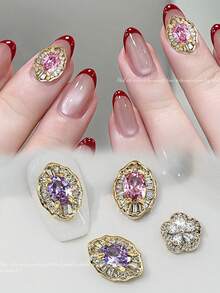 1pc Zirconia Stone Nail Art Zirconia Rhinestones Decorations Pink Nail Rhinestone Stars Zirconia Nail Gems Manicure Accessories Sparkling Multiple Colors For DIY Nail Design - Multicolor - View 4