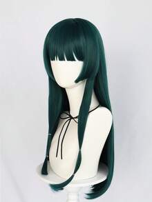 Women's Dark Green Long Straight Anime Cosplay Wig With Bangs, Synthetic Glueless Heat Resistant High Temperature Fiber Hair For Party Costume School Carnival Concerts Vacation Photography Themed Events Comic Con Exhibition - Green - View 5