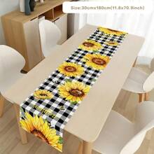 1 件向日葵主题桌旗，采用涤纶纤维亚麻材质制成，餐桌装饰适用于家庭厨房、餐厅、户外派对、家居装饰、节日装饰、房间装饰 - 彩色 - 查看 13
