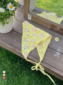 1 Stück französischer Dopamin-Ditsy-Blumenmuster-Bandana-Haarreif, ländlicher Sommerstil Kopftuch für Frauen, ästhetischer kleiner Gänseblümchen Haaraccessoire für Strandfotoshootings, Frühling/Herbst, Haaraccessoire