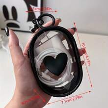Transparent PVC Waterproof Heart-Shaped Cable And Earphone Storage Bag - Electronic Accessories Organizer Bag With Key Ring For Summer Holiday Travel, Outdoor Activities Cable Organizer, Travel Essentials