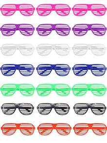 12片/6片复古80/90年代百叶窗款式，霓虹色百叶窗，百叶窗，派对礼品填充物，新奇服装配饰，适合夜间派对、生日装饰、派对和音乐节、海滩配饰，多种颜色可选，派对礼品，毕业典礼，迪斯科生日装饰，万圣节装饰，万圣节派对用品，圣诞节装饰，圣诞节派对用品