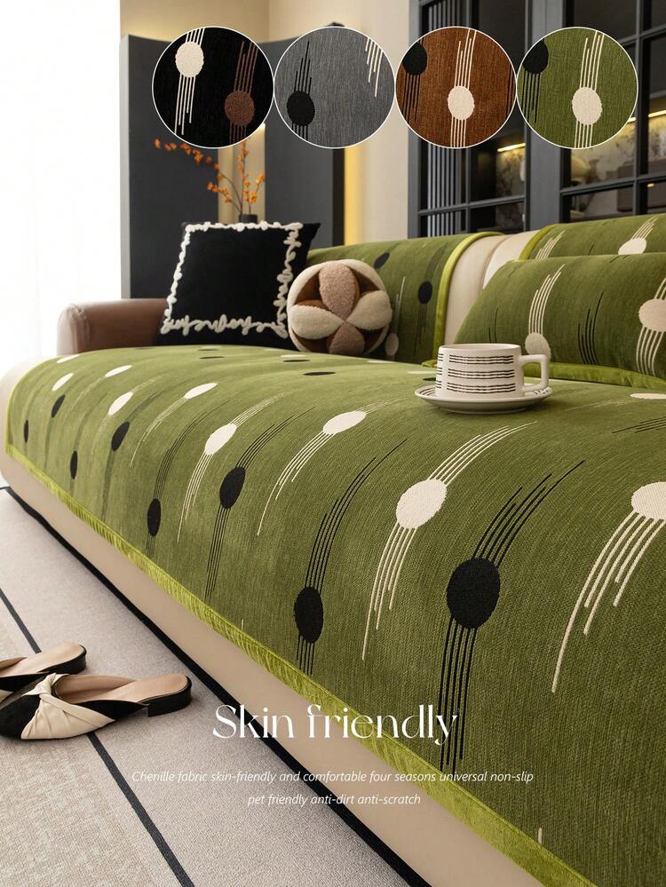1 件装雪尼尔提花沙发垫四季通用防滑防宠物防污沙发套房间装饰客厅现代简约风格沙发保护垫家居装饰椅子办公椅椅垫座椅垫返校学习用品椅枕靠垫游戏椅 - 彩色 - 查看 1