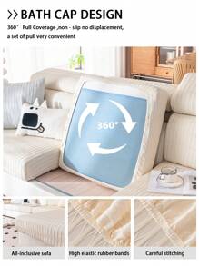 1pc Summer Jacquard Non-Slip Sofa Seat Cushion Cover, Modern Lightweight Breathable Pet-Friendly Elastic Sofa Slipcover, Applicable For L-Shaped Sofa And 1/2/3/4 Seater Sofa (Sold Individually)