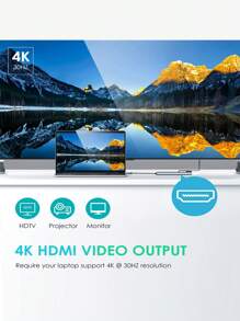 8 In 1 Port Docking Station USB Type C HUB To HDM 4K-Compatible RJ45 SD&TF Card Reader USB 3.0 PD 87W Adapter Splitter For Laptop PC Pro Air Android Phone Take It With You On Office Trips And Business Trips