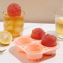 1pc 4-Grid Rose Ice Cube Mold, Home Ice Maker, Ice Storage Ice Box 5.5"X5.5"