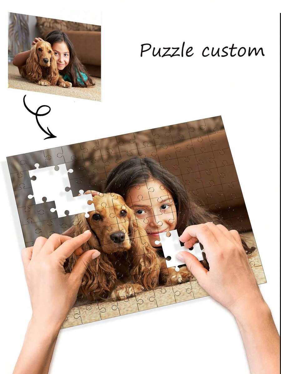 1 Set Customizable Photo Puzzle, Support Photo, Text/Font/Color Customization, Suitable For Any Image Like Pets, Family, Loved Ones, Friends, Cartoons, Games, Or Input Your Secret Message. Fun Gift For Christmas, New Year, Valentine's Day, Father's Day Or Mother's Day, Great Family Activity - Multicolor - View 1