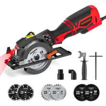 DOVAMAN Circular Saw With Metal Handle, 6 Blades(4½", 4¾"), Cutting Depth 1-11/16" (90°), 1-3/8" (45°), Laser Guide, Corded Saw For Wood