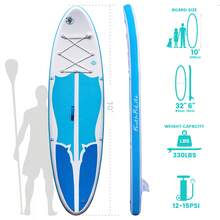 Feath-R-Lite Inflatable Stand Up Folding Paddle Board,  Portable Lightweight Blue Paddle Board Inflatable, Adapter Adjustable Aluminum Alloy Paddle Camera Base Accessory, Unisex - White - View 4
